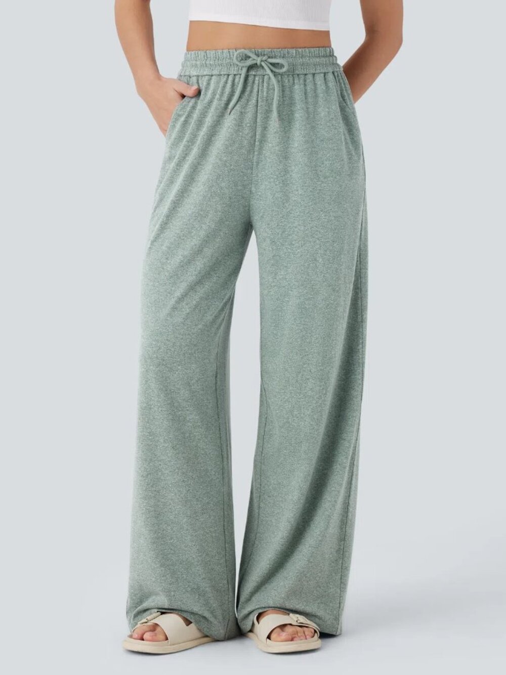 HALARA HIGH WAIST DRAWSTRING POCKET WIDE LEG CASUAL PANTS SZ XL REG